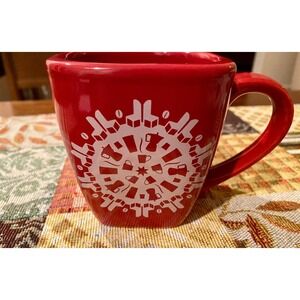 Vintage 2004 Starbucks Red Mug | Geometric Coffee Icons Square Base Drinkware